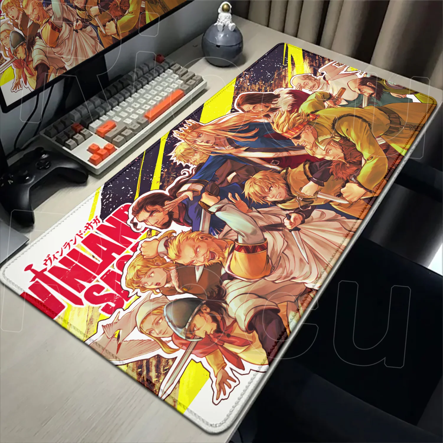 Podkładka pod mysz XXL Vinland Saga 90x40CM, podkładka gamingowa, ochraniacz na klawiaturę, akcesoria PC, dywanik komputerowy HD, mata na biurko — zdjęcie produktu 3