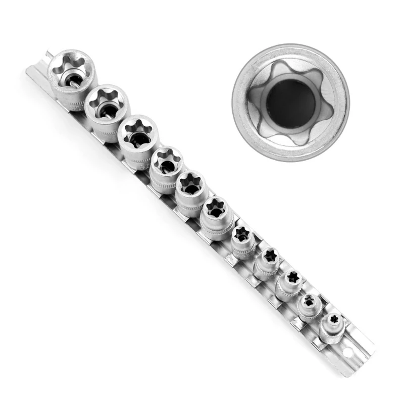 Imagem -02 - Torx Estrela Conjunto de Soquete Femal e tipo Soquetes Chave Cabeça e4 e5 e6 e7 e8 E10 E12 E14 E16 E18 E20 Ferramentas de Reparo Automóvel 1