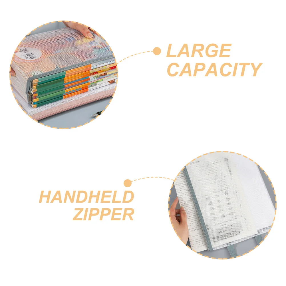 5 шт., сумка для файлов на молнии, сумка для хранения документов, тестовая бумажная сумка, сетчатая сумка для организации класса с застежкой-молнией, размер А4, переноска файлов