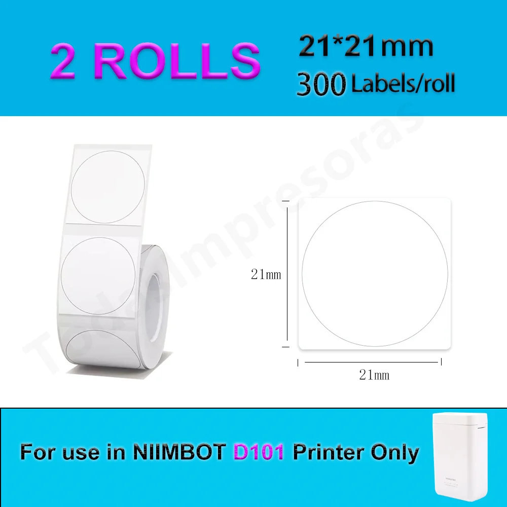 NiiMBOT D101 Label Thermal Sticker White Round Adhesive Paper Waterproof 2/5/6/10 Rolls Paper Cheapest official for D101 Printer