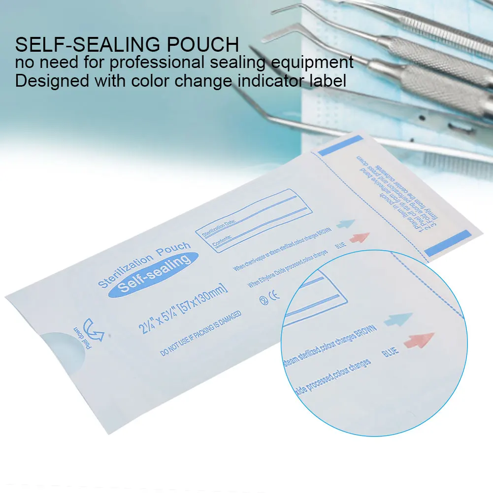 

200pcs/box 57 x 130mm Self-Sealing Pouches Dental Pouches Bags Accessory