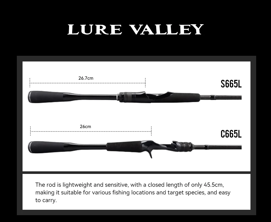 TSURINOYA LURE VALLEY 5 Section Spinning Casting Fishing Rod 1.98m 2.08m 2.28m 2.44m 2.7m FUJI A Guide travel versatile Bass Rod