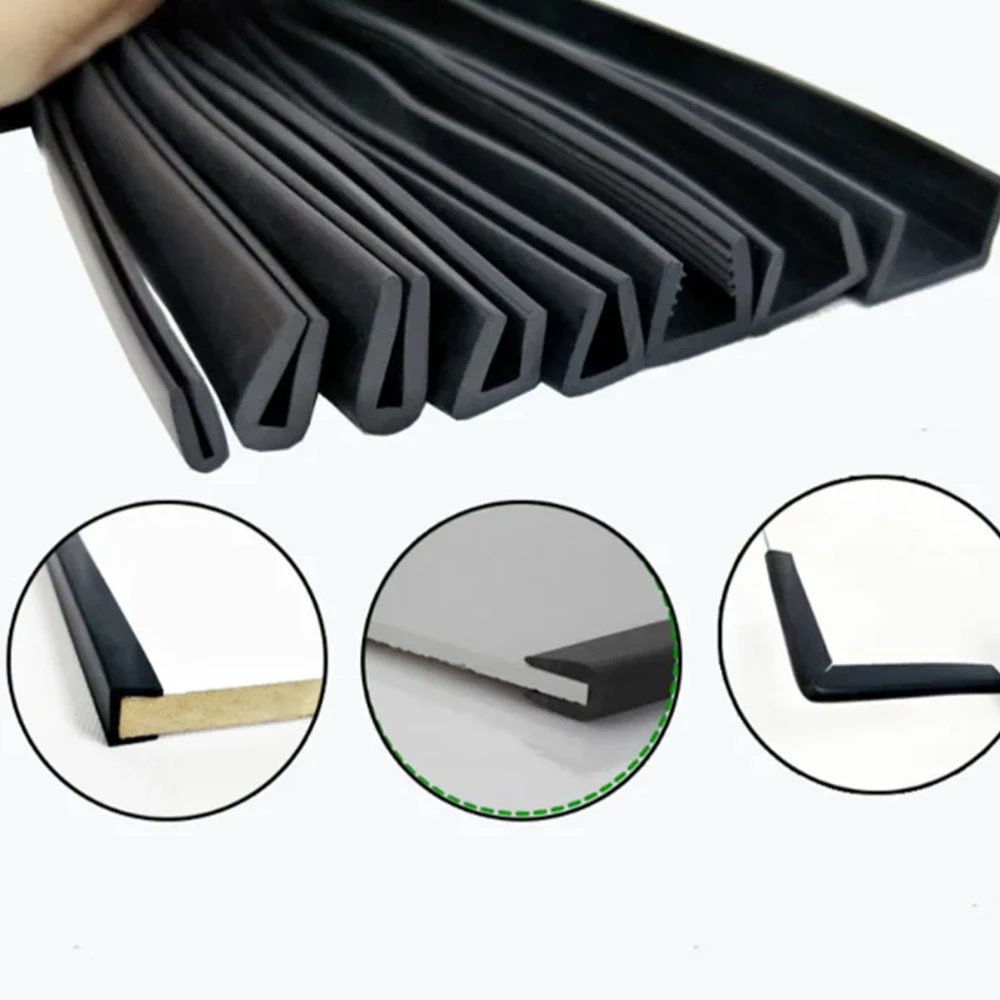 1-5 Meter Black Rubber Edge Strip U Section Anti Oil Seal Edge Shield Encloser Inner Width 1-10mm High 10/11/12mm Sealing Strip