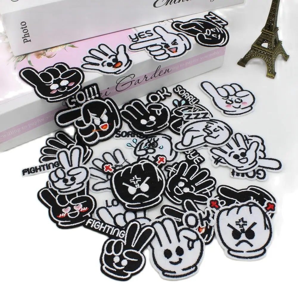 12pcs Iron On hand patch For Kids Clothing Transfer Embroidery Clothes Cheap Stickers Clothes Fabric Badge