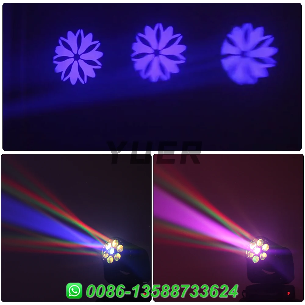 YUER-LED تتحرك رئيس ضوء ، RGBW بقعة ، عين النحل ، تأثير شعاع ، DMX512 ، DJ ، ديسكو الطرف ، النادي ، أضواء المرحلة إزالة الأعشاب الضارة ، 60 واط ، 6x10W