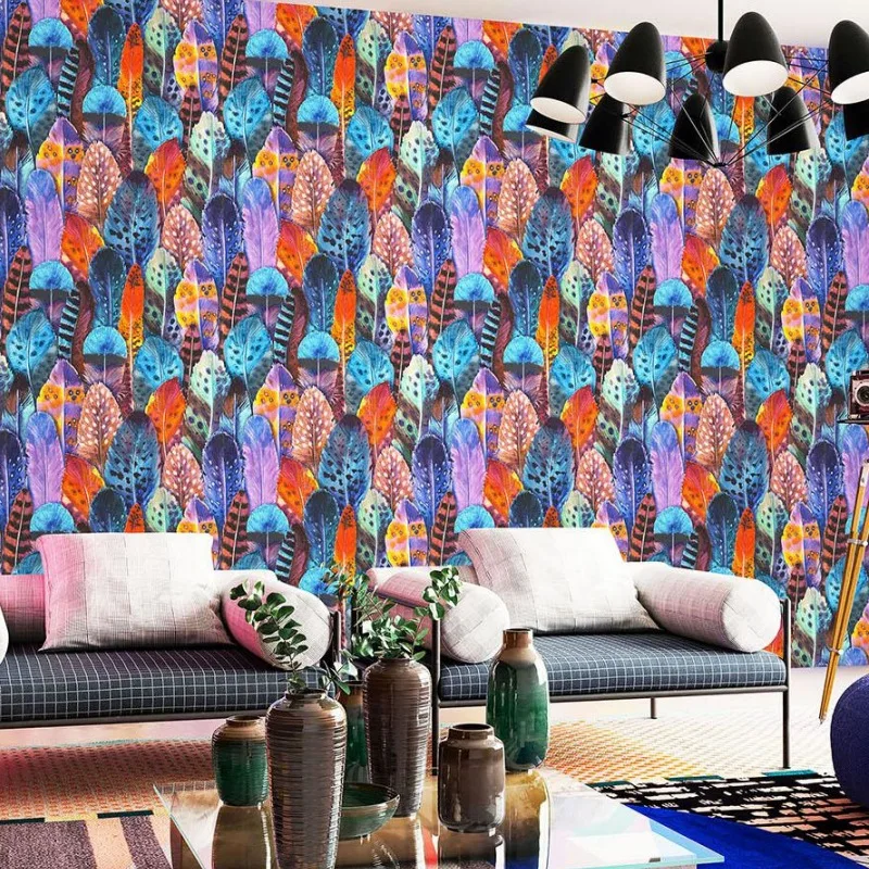 

3D Peacock Feather Wall Ppaer Mural Ktv Modern Fashion Living Room Bedroom Home Decoration Wallpaper Papel De Pared