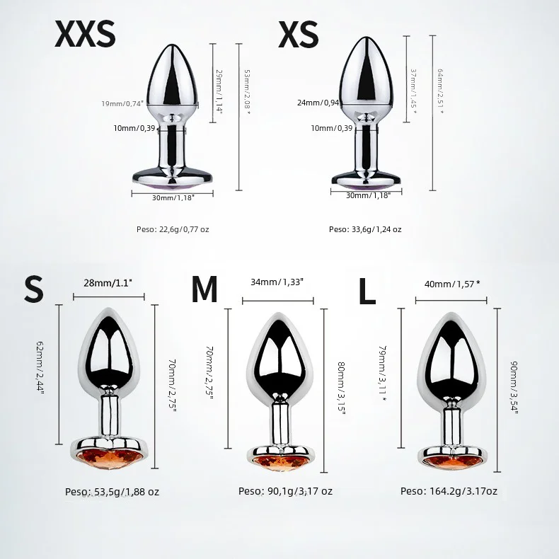 Plugue anal de aço inoxidável para mulheres, massageador suave, joias de cristal, plugue anal do coração, dildo, estimulador, brinquedos sexuais,