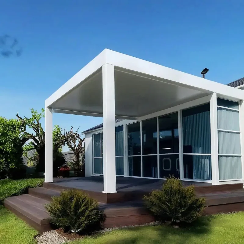 Pérgola de Aluminio Moderna para Jardín, 3x3, 3x4, 4x3, 4x4, 4x5, 4x6, 6x3, 6x4, 6x5, 6x6m, con Techo de Lamas, Gazebo, Pabellón