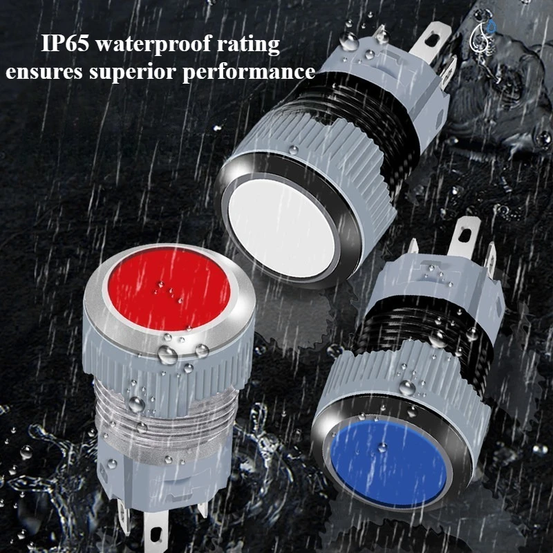 16MM Plastic Waterproof Pushbutton Switch, Reset, 12V/24V/220V, Momentary, Latching, Illuminated Pushbutton Switch