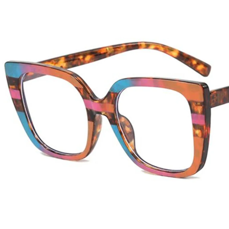 

NEW Anti-Blue Light Glasses Rainbow Square Eyeglasses Women Cat Eye Sunglass Anti-UV Spectacles Oversize Frame Eyewear