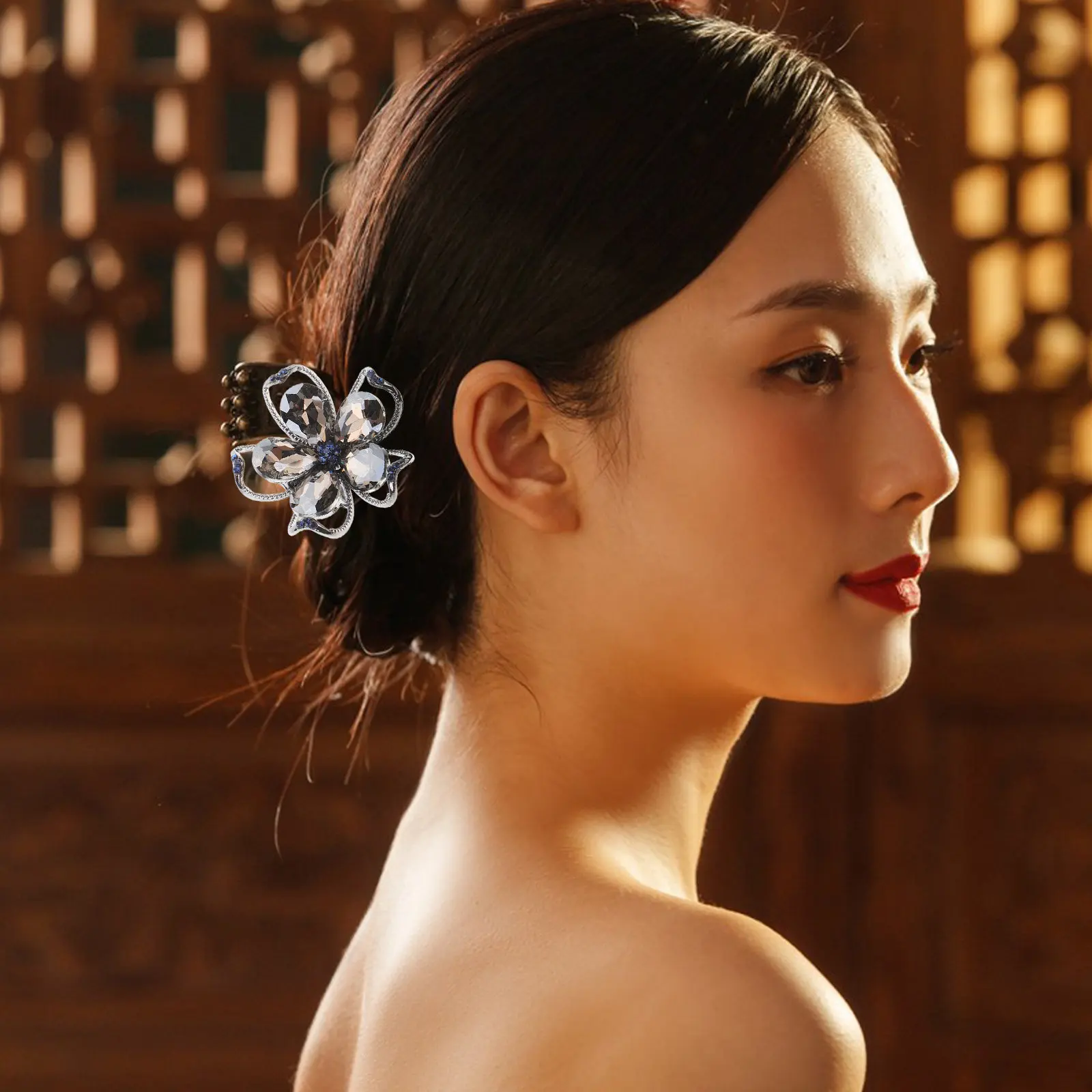 

Элегантный инструмент для создания причесок-пучков с цветами из страз для женщин, из сплава, с кристаллами, для пучков, твистов, небрежных шиньонов, свадебный