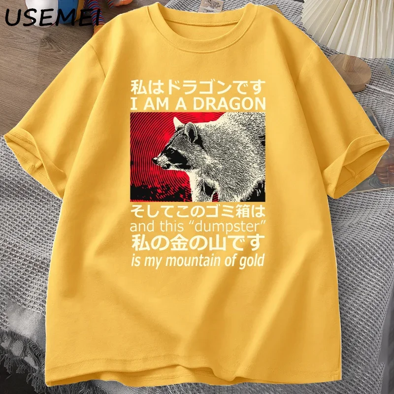 New Retro Harajuku Unisex O Neck Tees Streetwear Male Clothes agon Raccoon T- Japanese Style Cotton Short Sleeve T Shirt