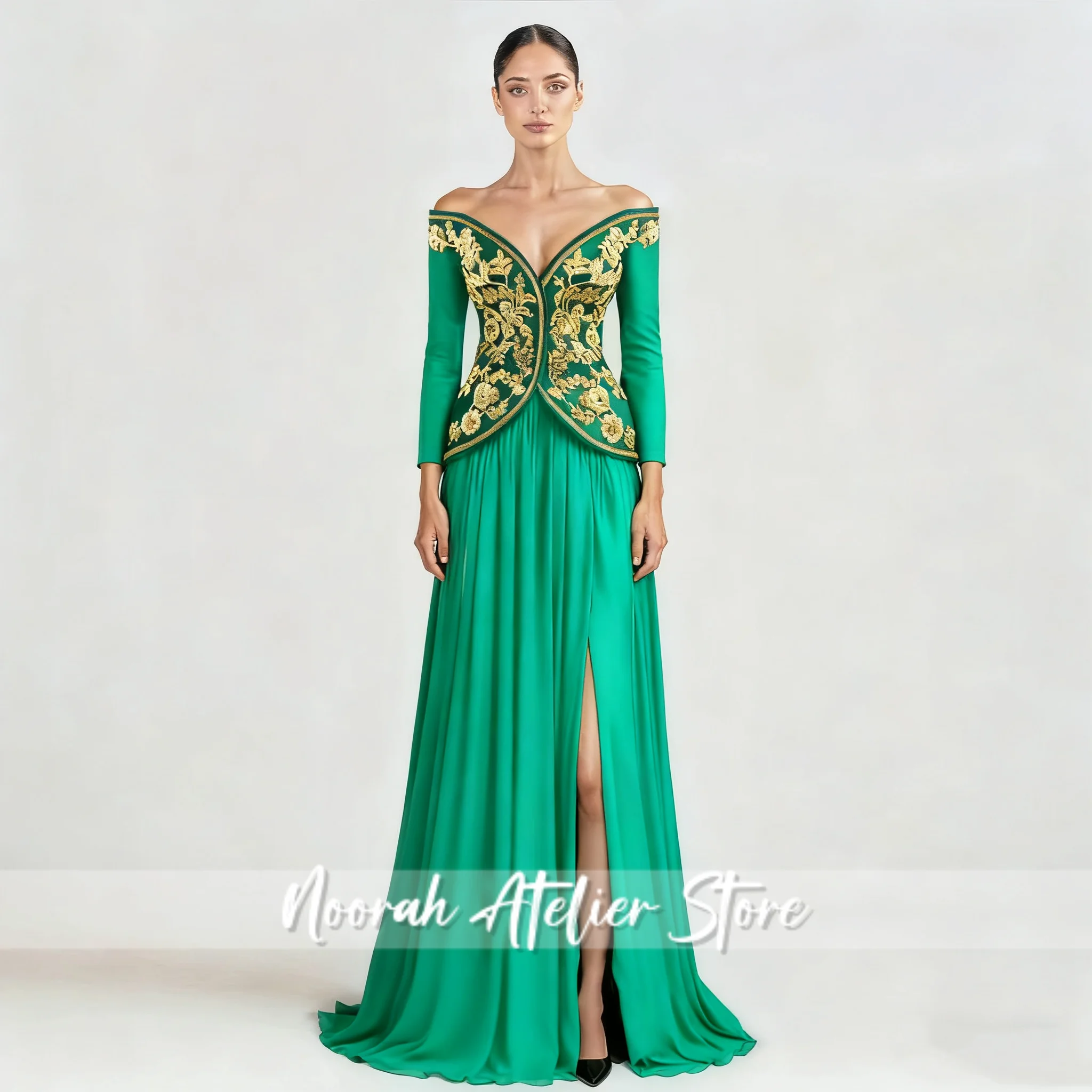 New Off the Shoulder Evening Dress for Women Lace Appliques Kuwait Dubai Party Gown Vestidos De Noche Customized