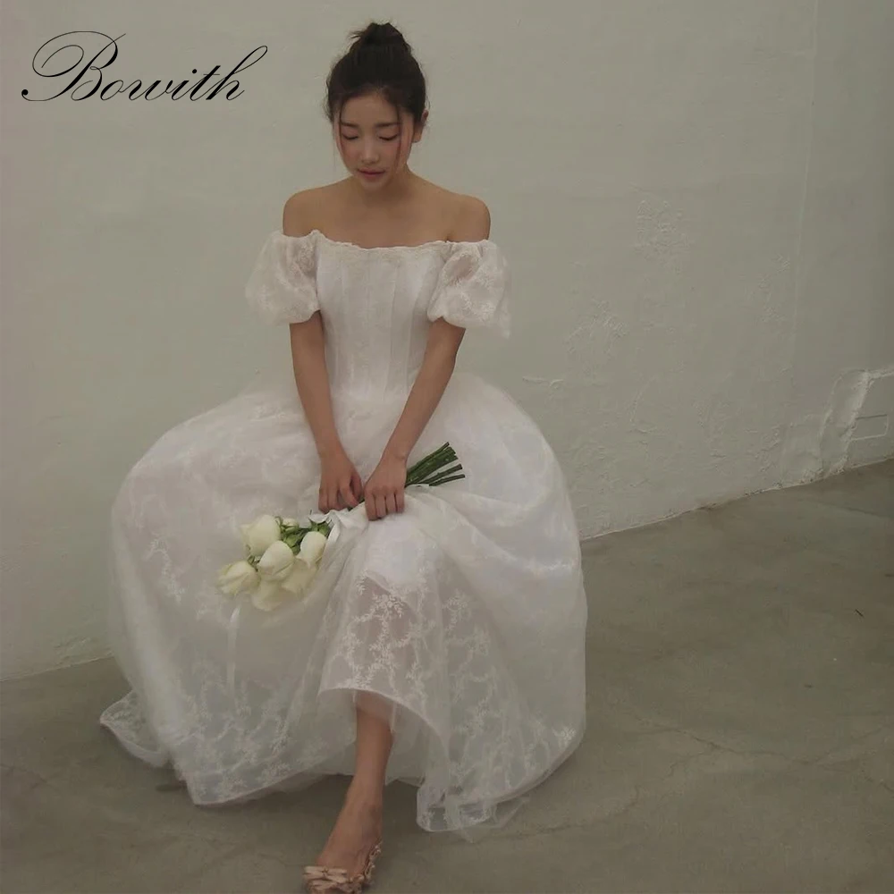 

Bowith Korean Wedding Dresses 2025 Luxury Lace Wedding Snap Dresses A-Line Off the Shoulder Bridal Reception Dresses