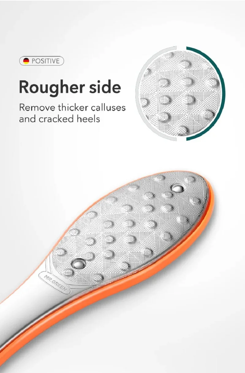 Mr.Green Double Sided Foot File Pedicure Foot Care Tools Dead Skin Callus Remover Stainless Steel Professional