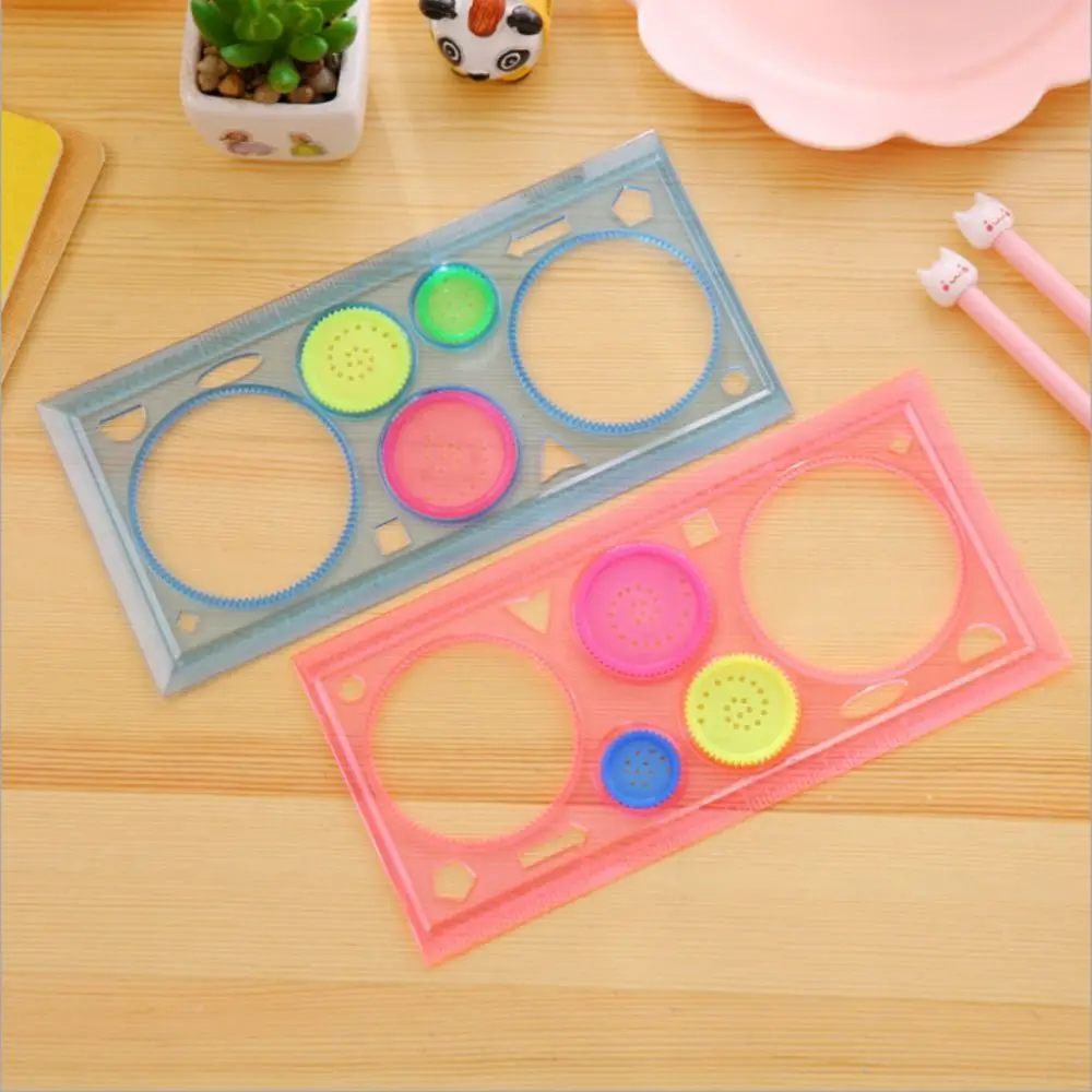 1 pc Multifunctional Metric Ruler Drafting Tools Spirograph Cartoon Stationery High Appearance Plastic School Supplies Student