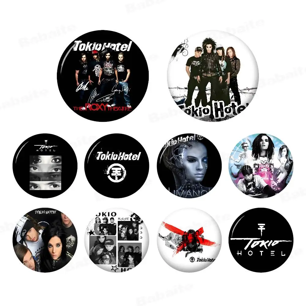 T-Tokio-Hotel Rock-Edgy Creative Pins Funny Round Snap-in Brooch Badge Backpack Hat Accessories Jewelry Gifts for Friend