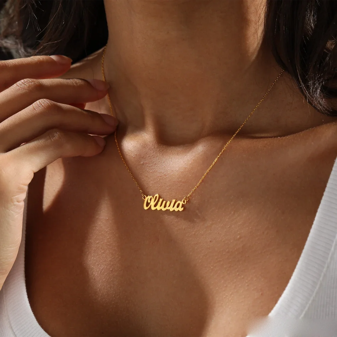 Personalised Gold Plated Name Necklace Custom Stainless Steel Name Jewelry Birthday Gift for her Bridesmaid Christmas Gift