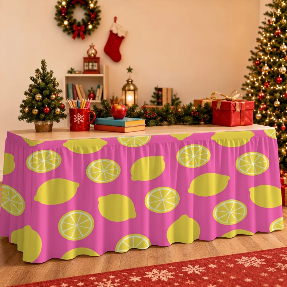 One yellow lemon-print tablecloth, suitable for party events, kitchen and restaurant decorationxzj