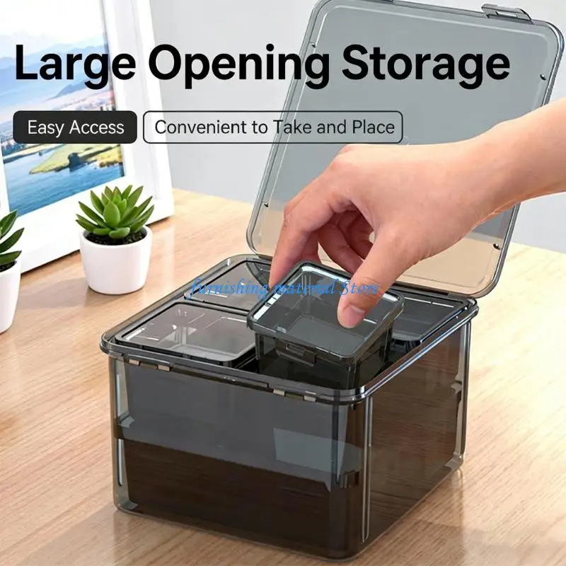 Y5GD Workshop Use Compact Small Parts Storage Container Tray System Featuring Deep Compartments and Secure Lids