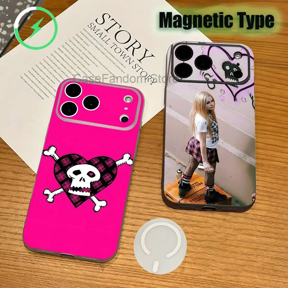 

A-Avril Punk L-Lavigne Transparent White Phone Case For iPhone 17,16,15,14,13,12,11,Pro,Max,Plus Magnetic Wireless Charging