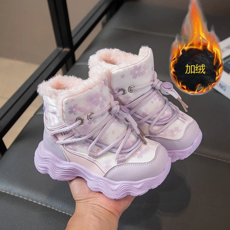 

[Winter snow boots] unisex children's style, fleece lining for warmth, waterproof and anti-slip, children's fur boots, children'