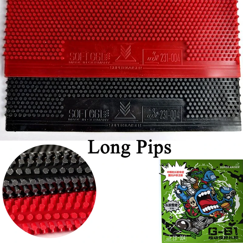 

Super Kaiser G61 Long Pips Table Tennis Rubber OX Cured/Uncured Medium Pips ITTF Approved Ping Pong Rubber Offensive & Defensive