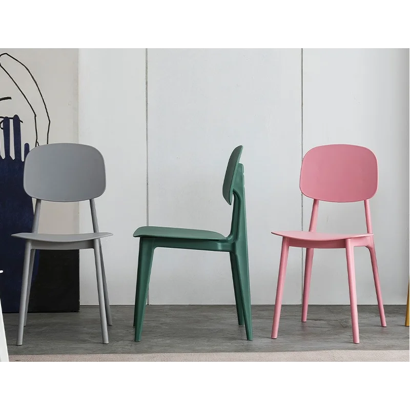 

Wholesale simple stackable PP environmentally friendly plastic chair student staff canteen dining chair macaron back chair