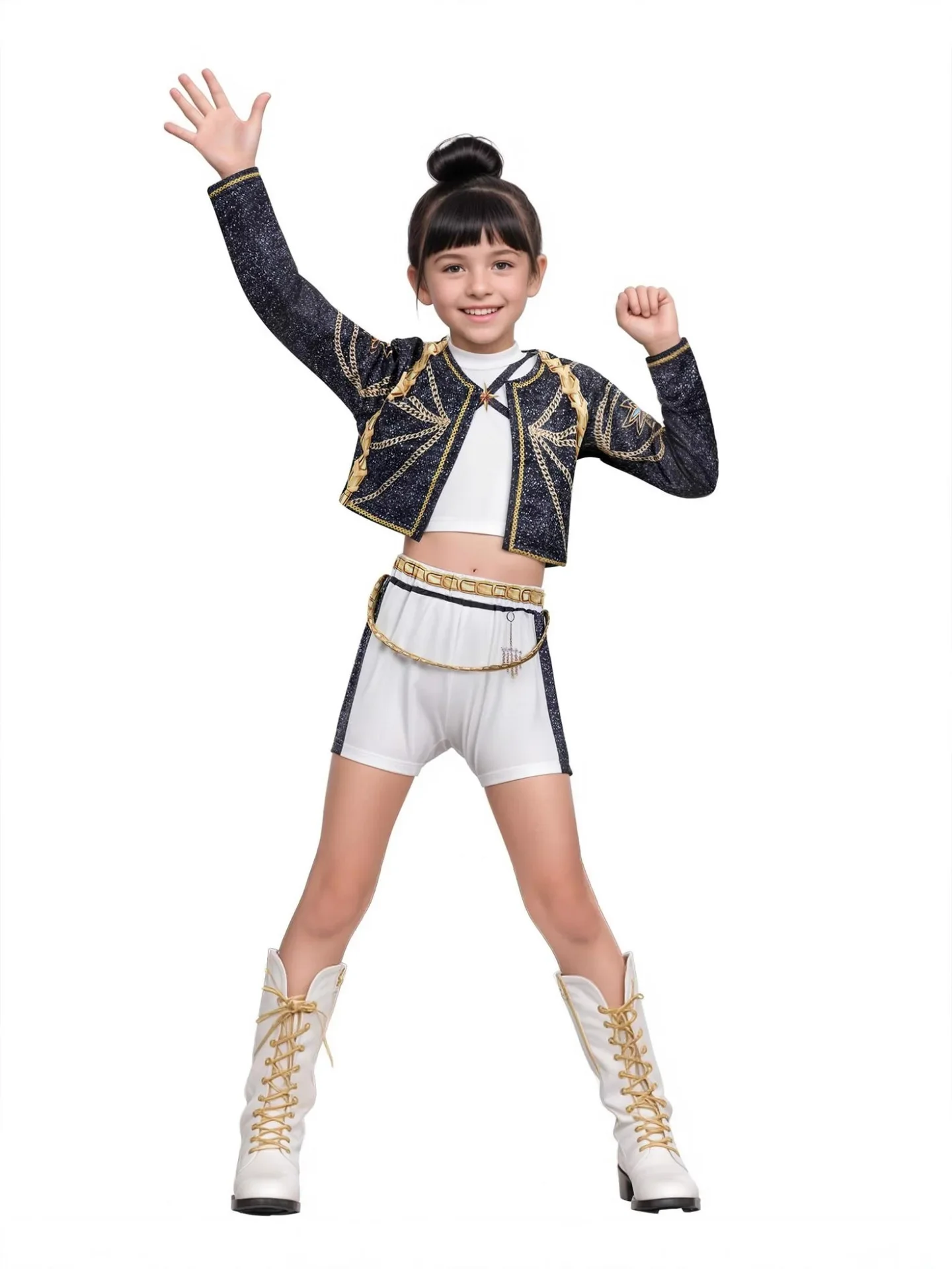 Girls Rumi Zoey Mira Cosplay Stage 3D Print Suit Set K-pop Demon Hunters Costume Performance Children Halloween Party