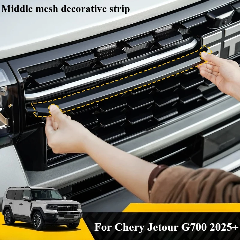 

For Chery Jetour G700 Front Grille Chrome Delete Blackout Trim Strip Front Rear Logo Black Cover Black Exterior Accessories