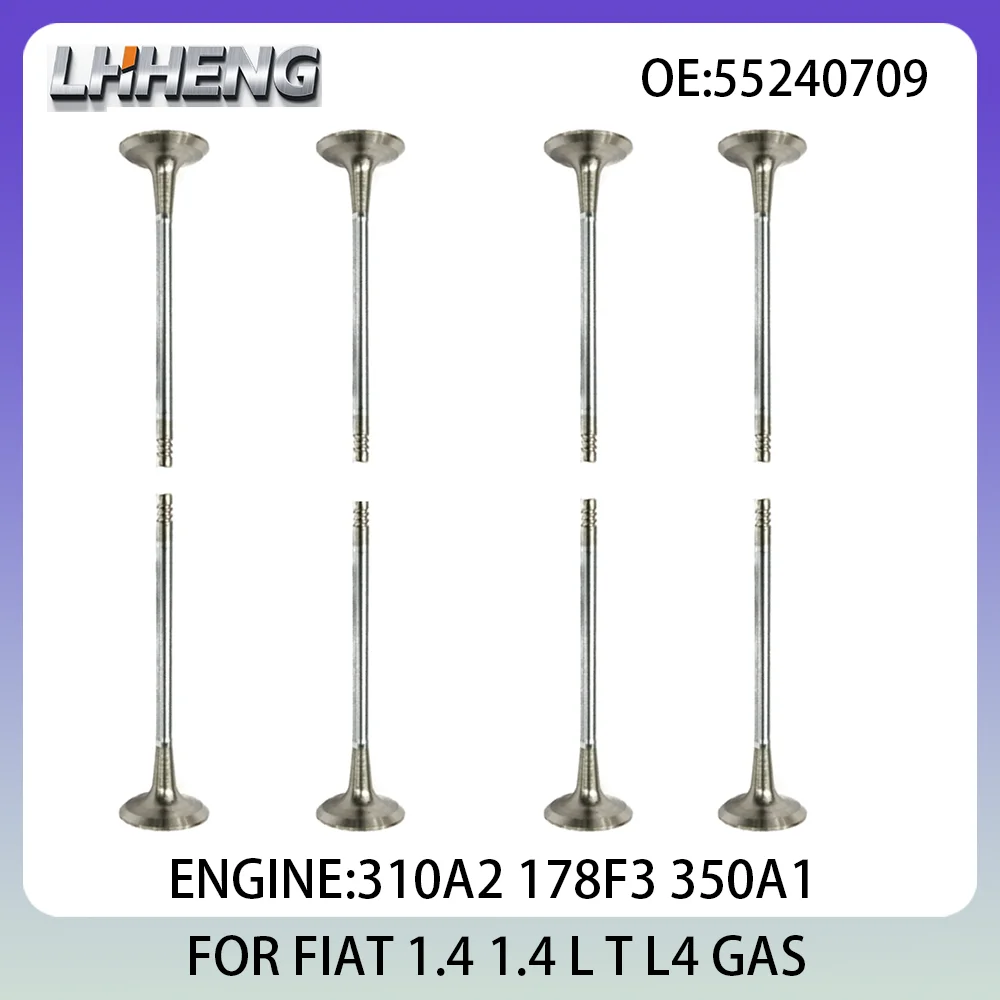 

8pcs New Intake & Exhaust Valve Kit For FIAT PALIO PUNTO SIENA STRADA 500 DOBLO GRAND 55240709 1.4L 1.4 L T L4 GAS 310A2 04-21