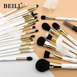 BEILI 25 pieces XGF Goat hair Makeup brush set Foundation  Eye blending Smokey shader Professional Pearl White Gold brush