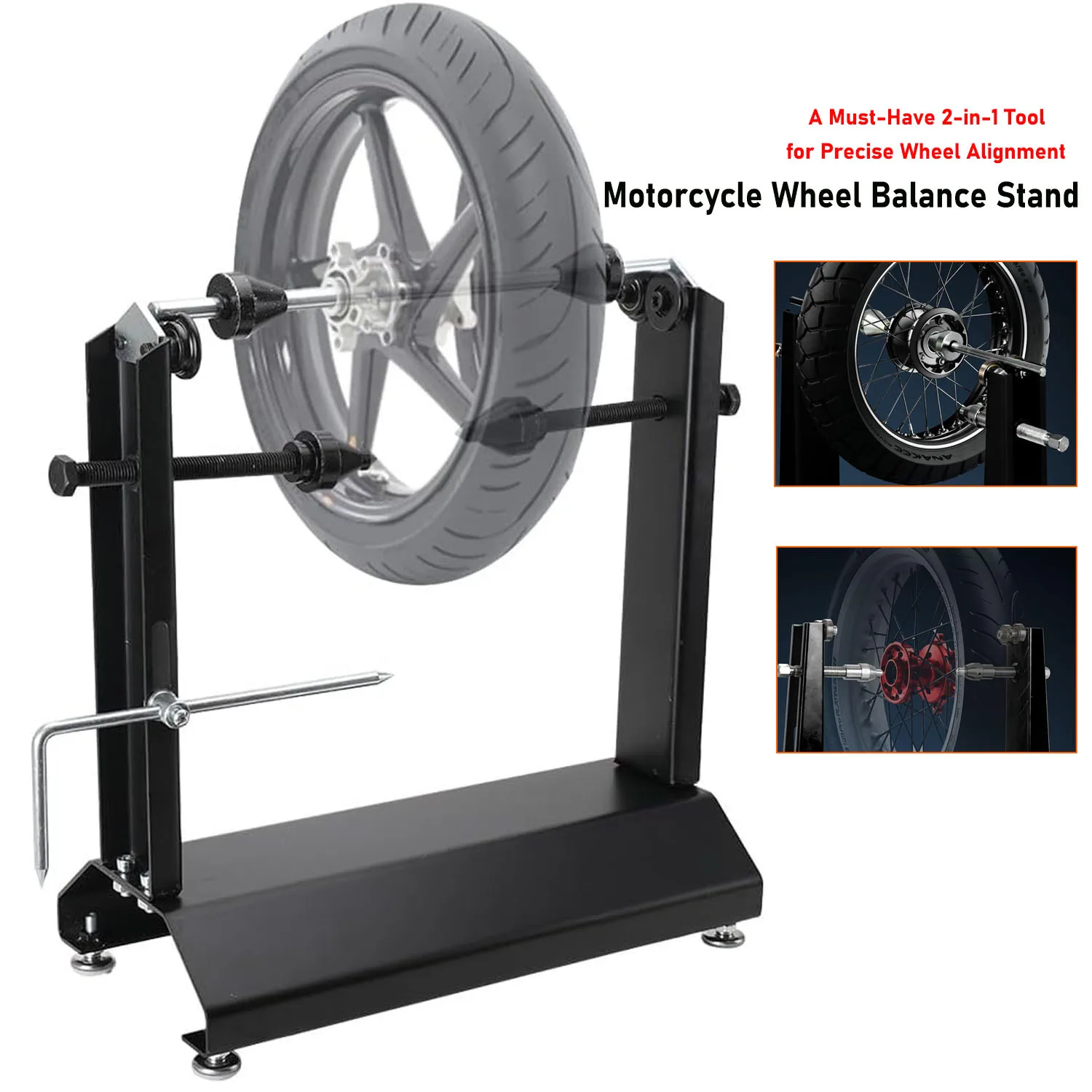 

Motorcycle Wheel Balancer & Truing Stand, Wheel Truing Stand Rim Tire Alignment Balancing Tool for Sport and Dirt Bike Wheels