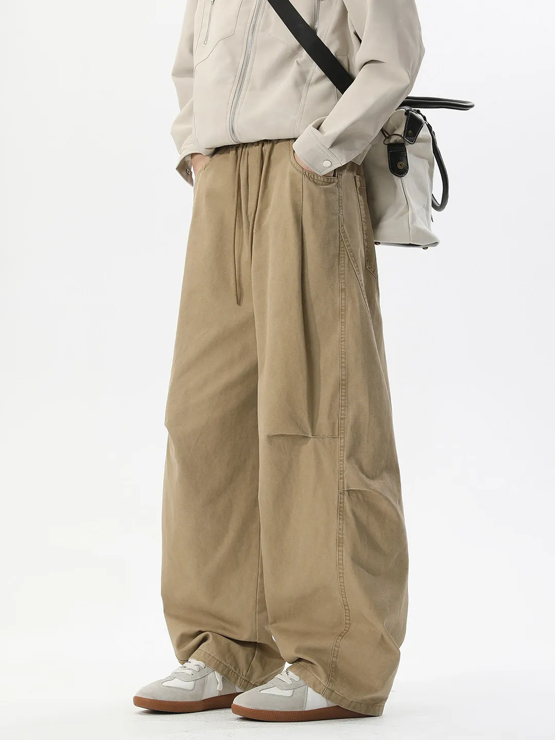 

Retro Japanese Splicing Bend Knife Pants Men's Loose Autumn Winter Fce Casual Workwear Straight Leg Pants American Sle