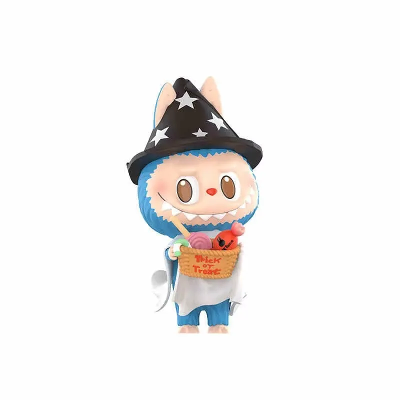 Authentic Anime Figure Labubu Trick And Fairy Handmade Hanging Card Doll Trendy Handmade Model Desktop Ornament Halloween Gift