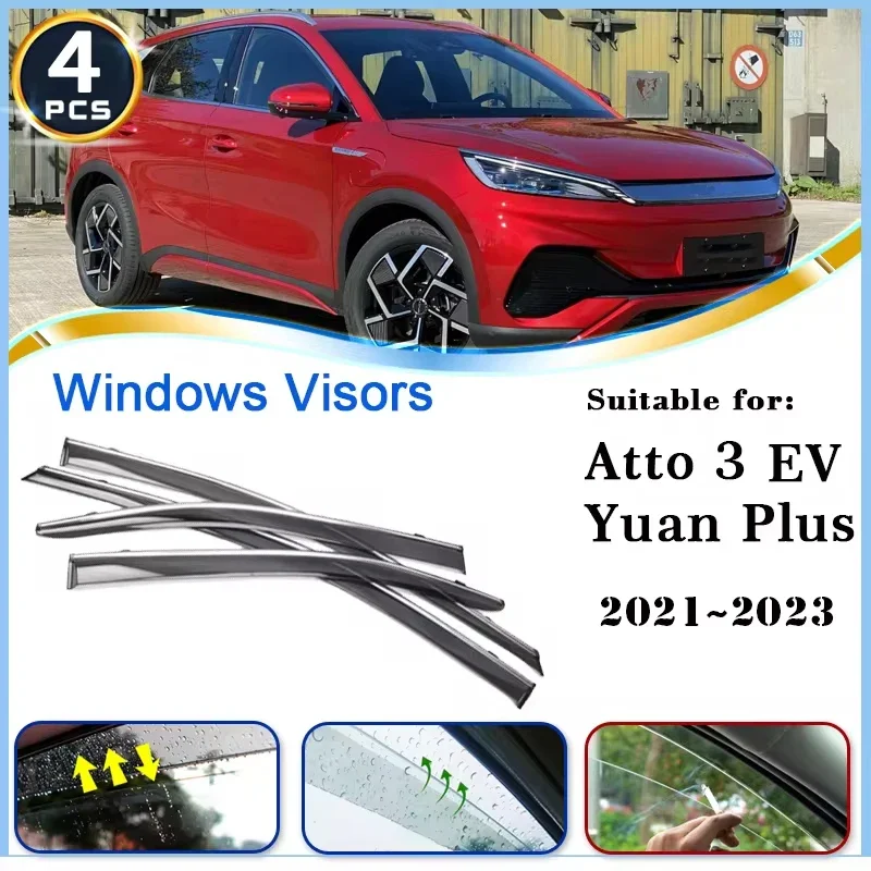 

Window Visor for BYD Atto 3 EV 2022 Yuan Plus Car Accessories Rain Guard Deflector Windshield Rain Eyebrow Awning Trim 2021 2023