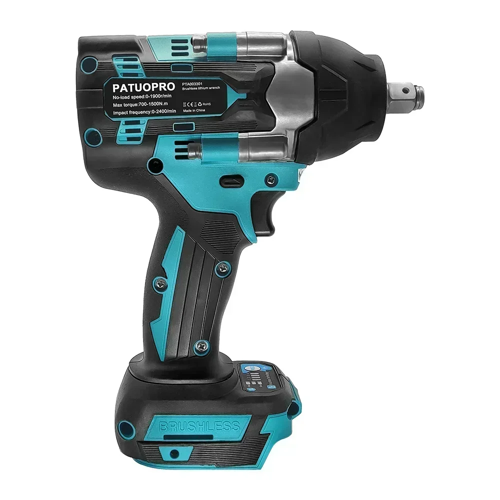 PATUOPRO 1500N.m 4-Speed Brushless Electric Impact Wrench 1/2 Inch Cordless Wrench Power Tool For Makita 18V Battery(No Battery)