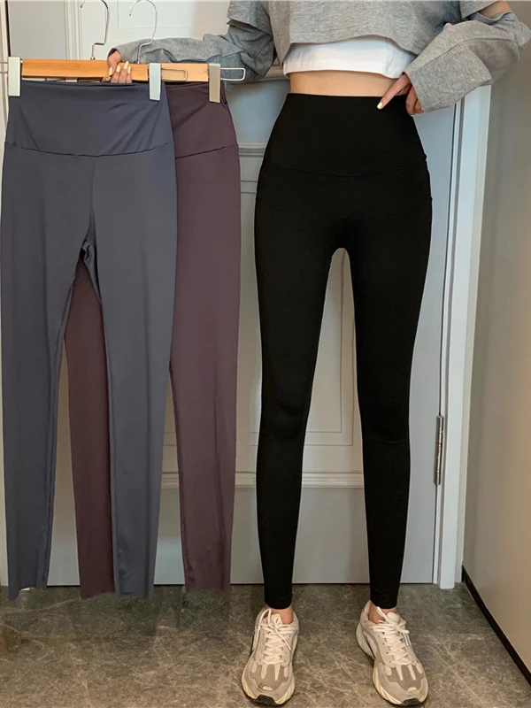 Pantaloni da yoga elastici in pelle arca Pantaloni da ginnastica slim fit da donna Bla Sl Pantaloni a sette nove punti Primavera Autunno