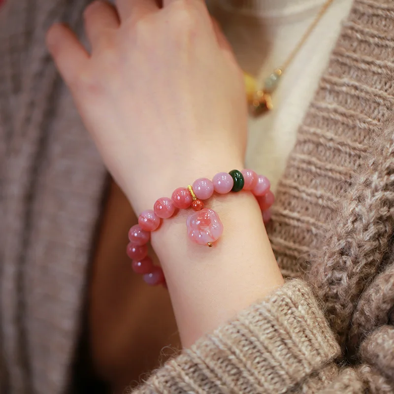 

Браслет из одного круга из агата с кошачьей лапой Яньюань и аксессуарами из яшмы для женщин