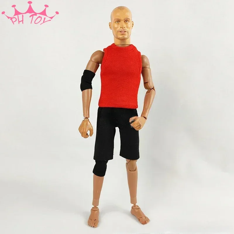 1/6 Scale Trendy Male Soldier Red Vest Black Shorts Pants Suit Casual Sportwear Clothes Model for 12'' Action Figure Doll DIY