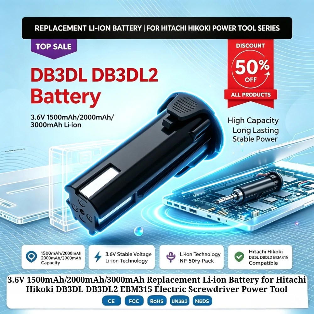3.6V 1500mAh/2000mAh/3000mAh Replacement Li-ion Battery for Hitachi Hikoki DB3DL DB3DL2 EBM315 Electric Screwdriver Power Tool