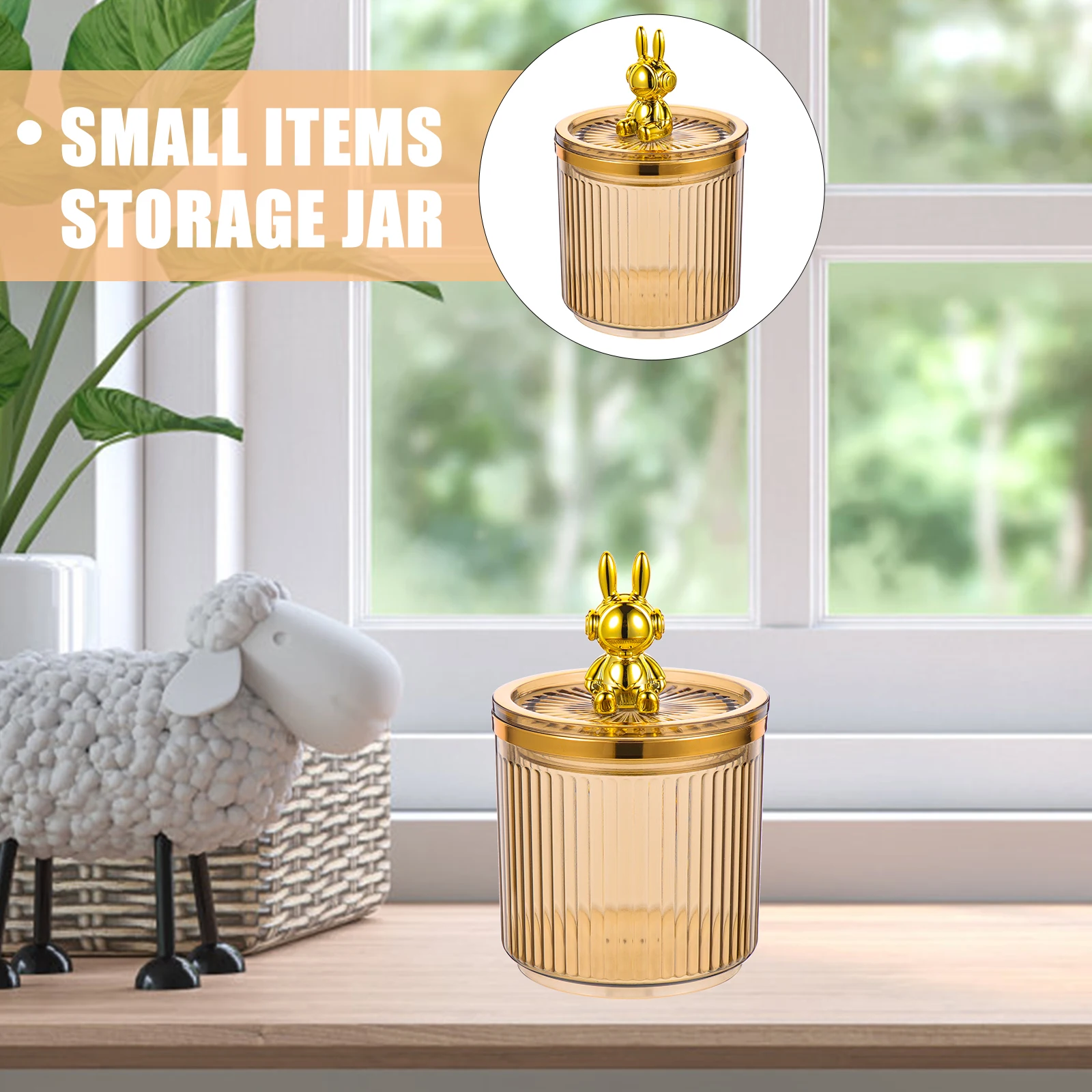 Creative Space Rabbit Acrylic Storage Jar Transparent Household Organizer Bathroom Vanity Decorative Canister For Cotton Pads