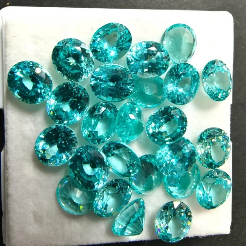 Laborgezüchteter Paraiba-Saphir im Ovalschliff, hochwertiger, im Labor hergestellter Edelstein für die Herstellung von Schmuckstücken, inklusive Zertifikat. – Detail 6