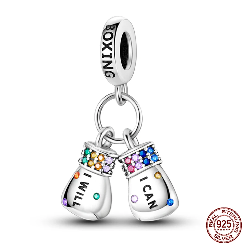 Fit  925 Original Bracelet 100% 925 Sterling Silver Shining Colorful Zircon Heart Charms Beads Exquisite DIY Jewelry Gift