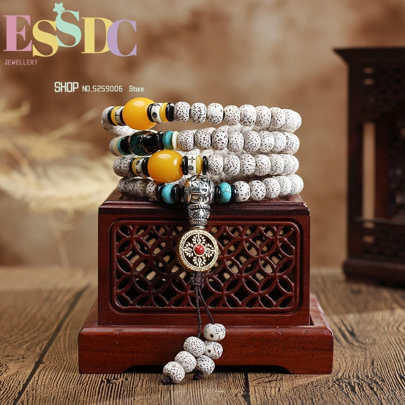 Wholesale Natural Xingyue Bodhi Necklace 108 Buddha Bead Sweater Chain Ethnic Style Rosary Bracelet Tibetan Silver Accessories