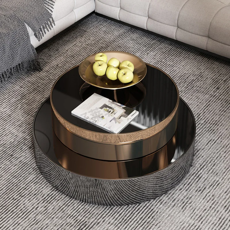 

Luxury Rotating Tea Table Modern Simple Living Room Telescopic Creative Round Combination Tea Table