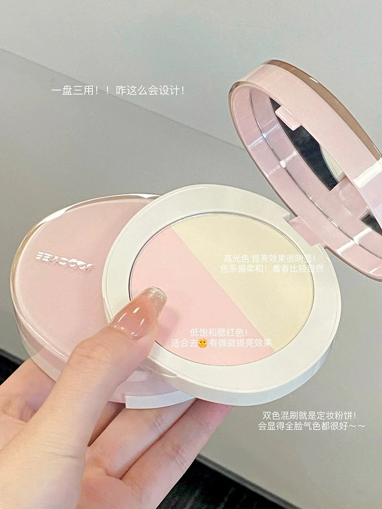 Joocyee Dual Colour Blusher Powder Oil Control Makeup Setting Highlighting Blush Natural Matte Long-lasting Rare Beauty Cosmetic