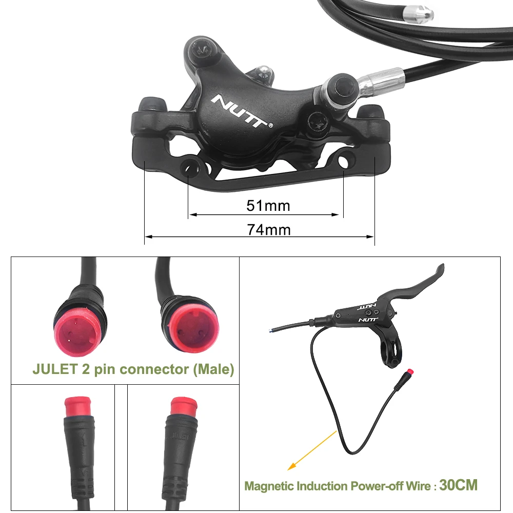 NUTT A5-D -freno de patinete eléctrico E, pastilla de frenos de aceite hidráulico con Rotor de disco de 140mm, 160mm y 180mm para Zero 10X KUGOO G1 VSETT 10 + 9 + 9