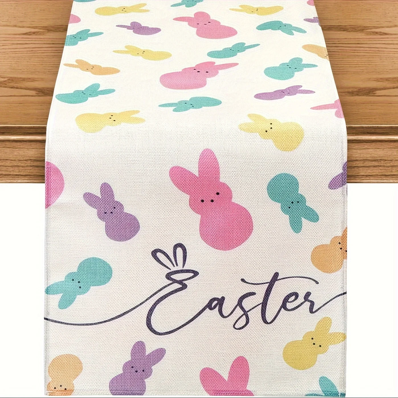 1 Piece of Happy Easter Themed Tablecloth with Egg and Rabbit Print, Table Decorations for Indoor, Outdoor, and Home Party Decorations