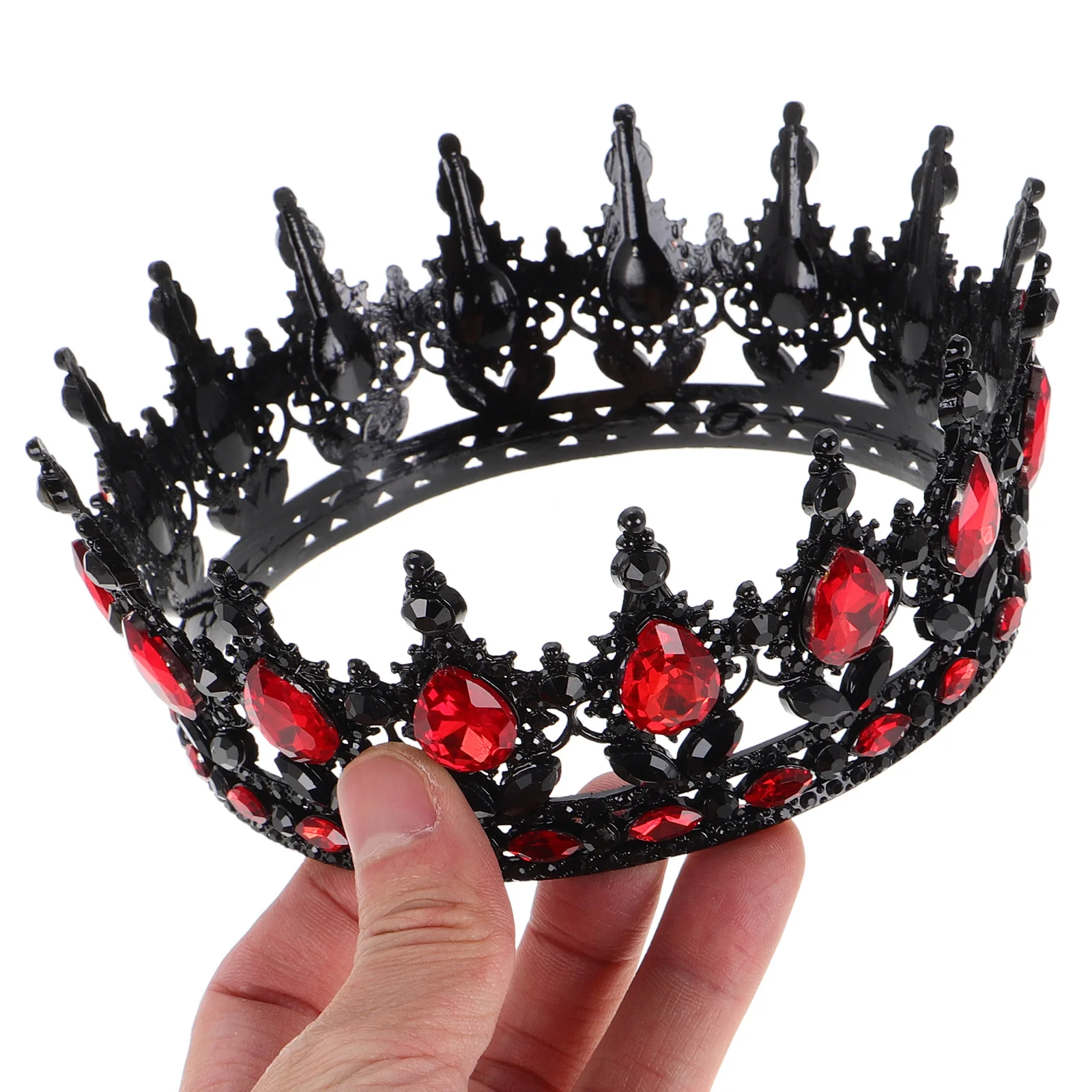 Crown Baroque Round Medieval Elf Headpiece Hair Black Birthday Crowns Bride